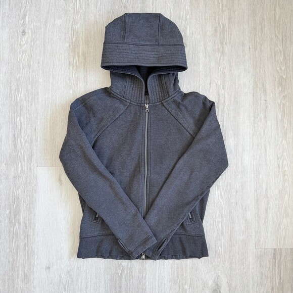 Lululemon Tops - Lululemon Scuba Hoodie II Full-Zip Heathered Charcoal Grey 6 Women Pleated RARE